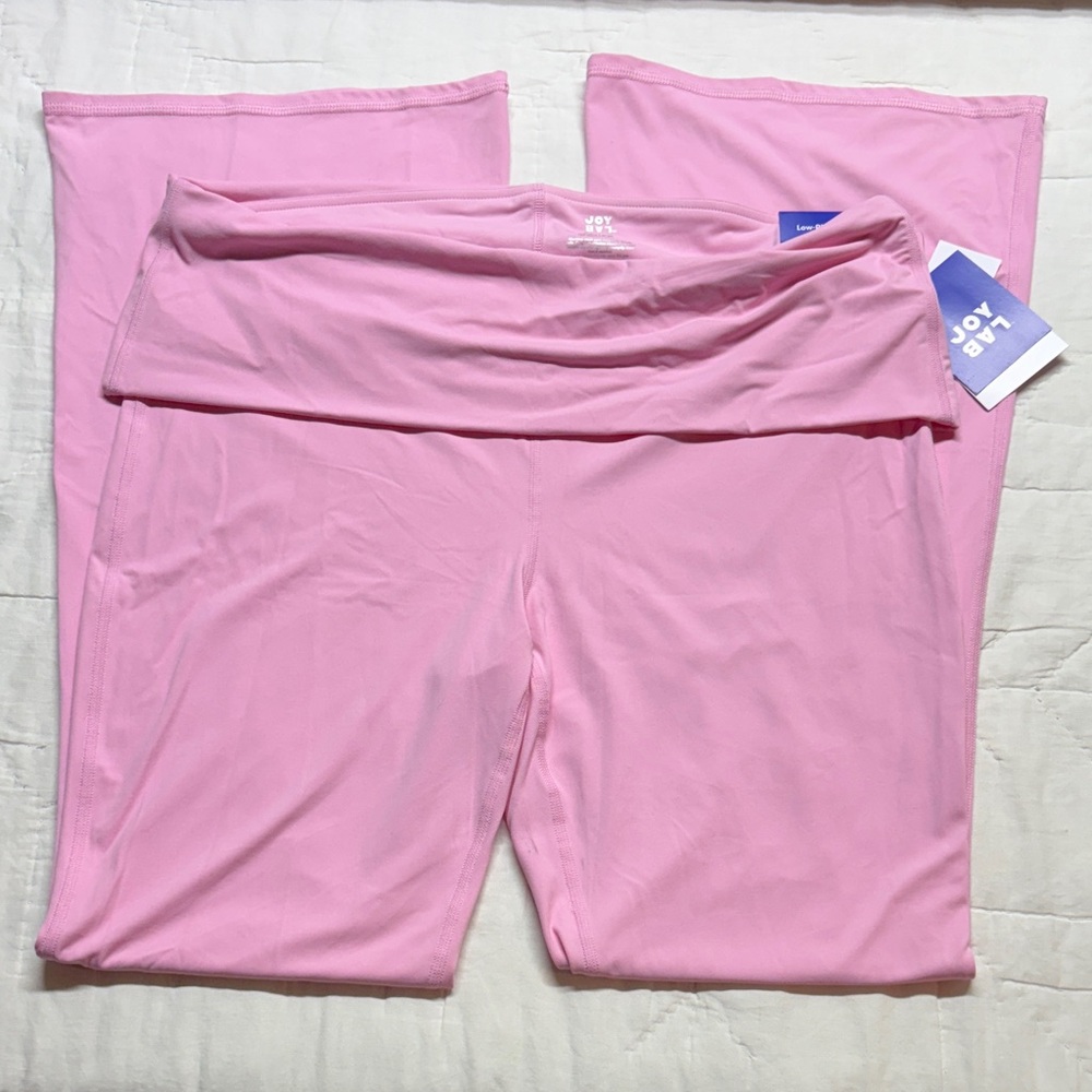JoyLab Barbiecore Vibrant Pink Foldover Flare Lounge Pants Activewear NWT